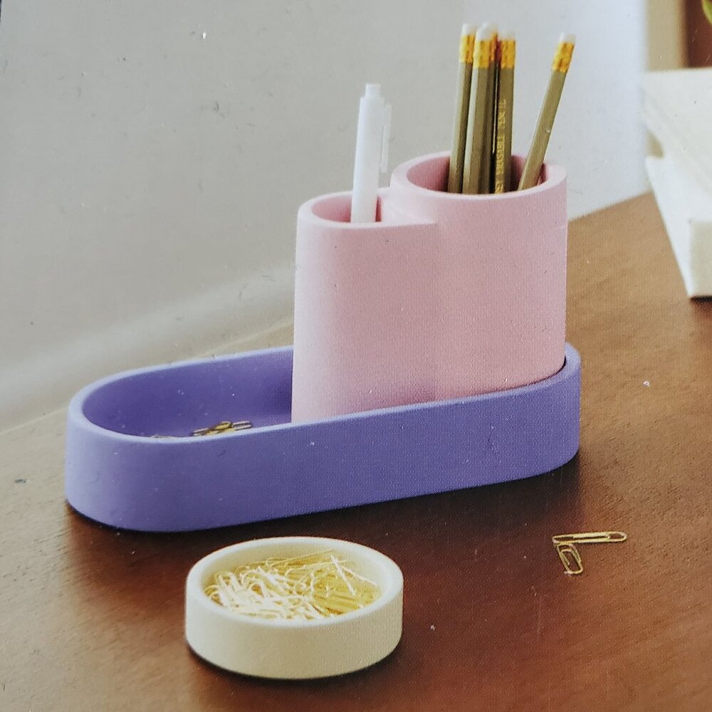 Threshold Concrete Desk Organization Set - Light Pink & Light Blue/Purple